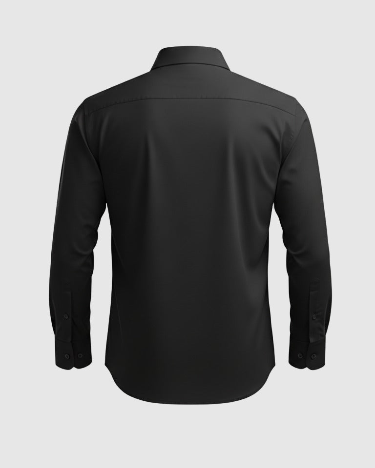 Arrow Men's Solid Full Sleeve Slim Fit Cutaway Collar Cotton Formal Shirt (BLACK)