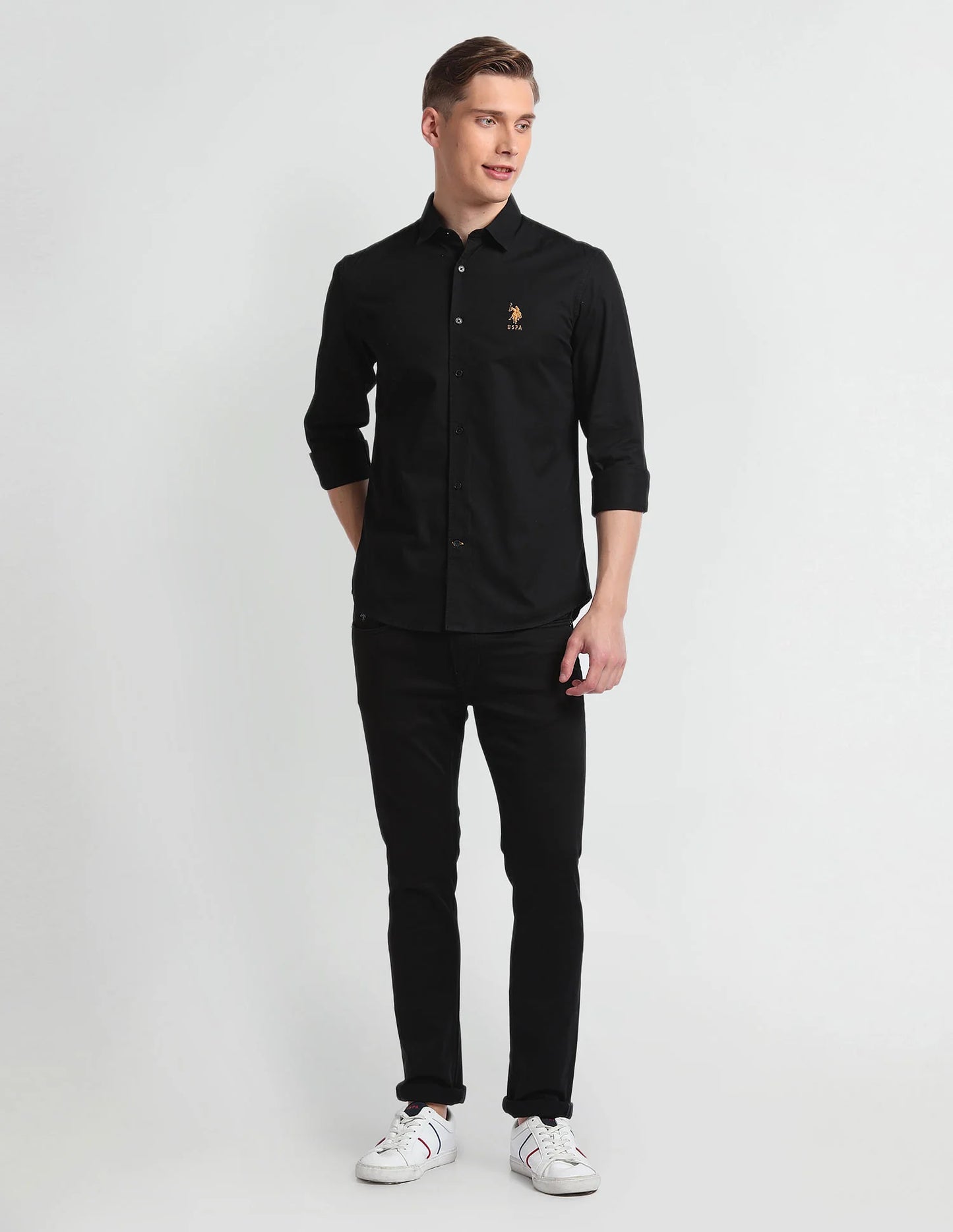 U.S Polo ASSN. Black Twill Cotton Shirt
