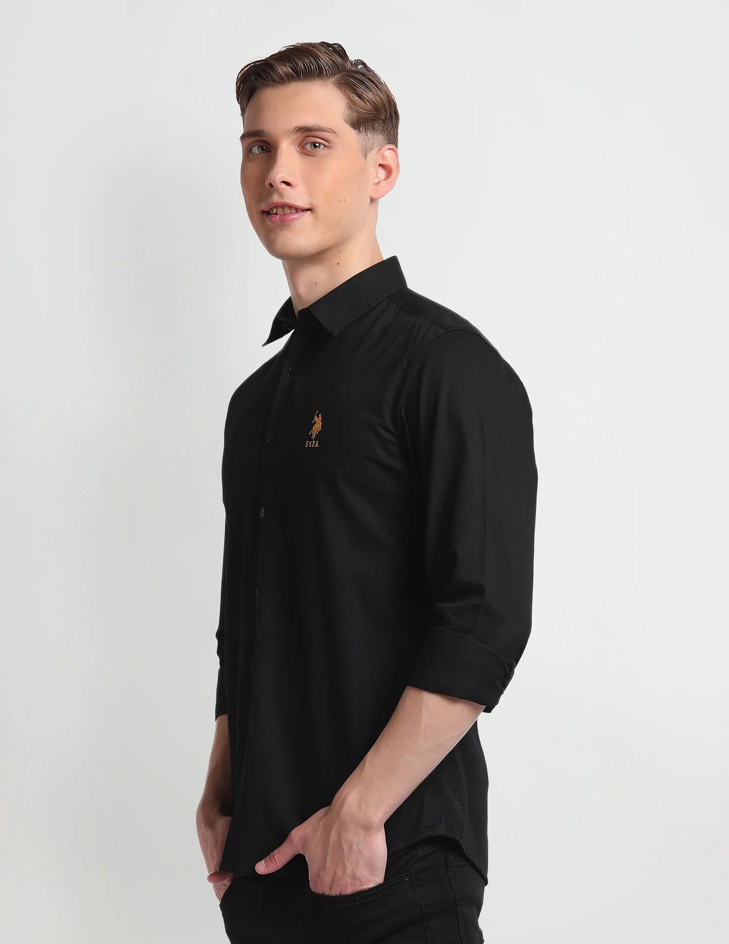 U.S Polo ASSN. Black Twill Cotton Shirt