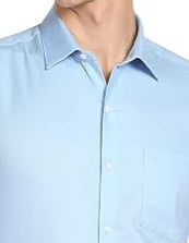 Arrow Men's Solid Full Sleeve Slim Fit Cutaway Collar Cotton Formal Shirt (BLUE)