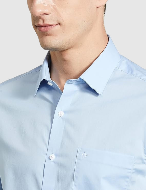 Arrow Men's Solid Full Sleeve Slim Fit Cutaway Collar Cotton Formal Shirt (BLUE)