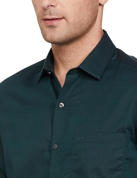 Arrow Men's Solid Full Sleeve Slim Fit Cutaway Collar Cotton Formal Shirt (GREEN)