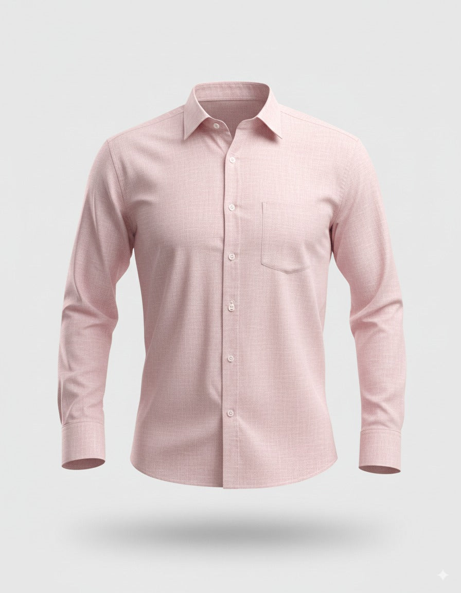 LINEN CLUB Men's Pure Linen Pink Solid Contemporary Fit Full Sleeve Casual Shirt
