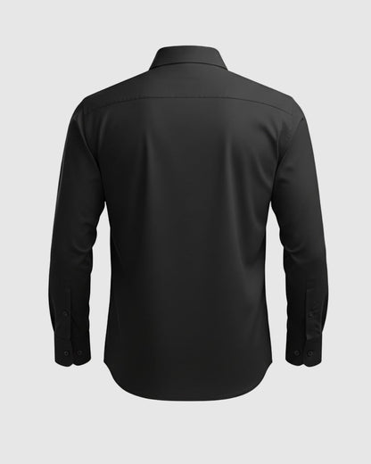 Arrow Men's Solid Full Sleeve Slim Fit Cutaway Collar Cotton Formal Shirt (BLACK)