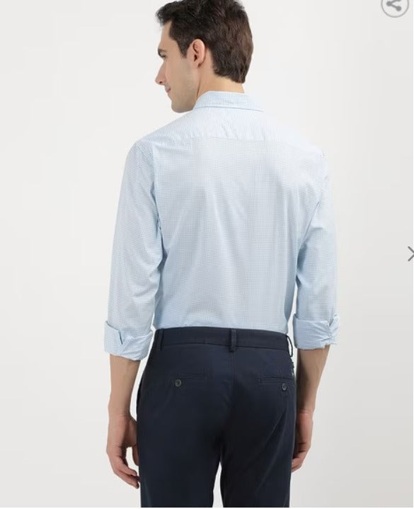 TOMMY HILFIGER Men's Blue Checked Regular Fit Shirt