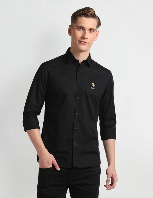U.S Polo ASSN. Black Twill Cotton Shirt