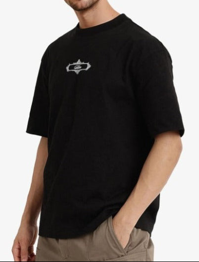 RARE RABBIT Men Graphic Printed Drop-Shoulder Sleeves Oversized T-shirt