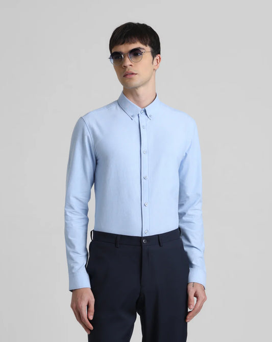 Jack&Jones Blue Oxford Full Sleeves Shirt