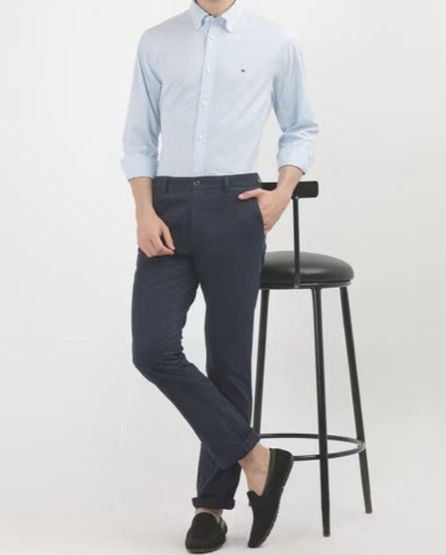 TOMMY HILFIGER Men's Blue Checked Regular Fit Shirt