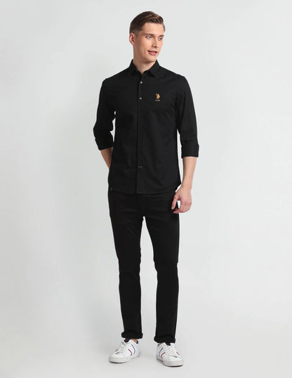 U.S Polo ASSN. Black Twill Cotton Shirt