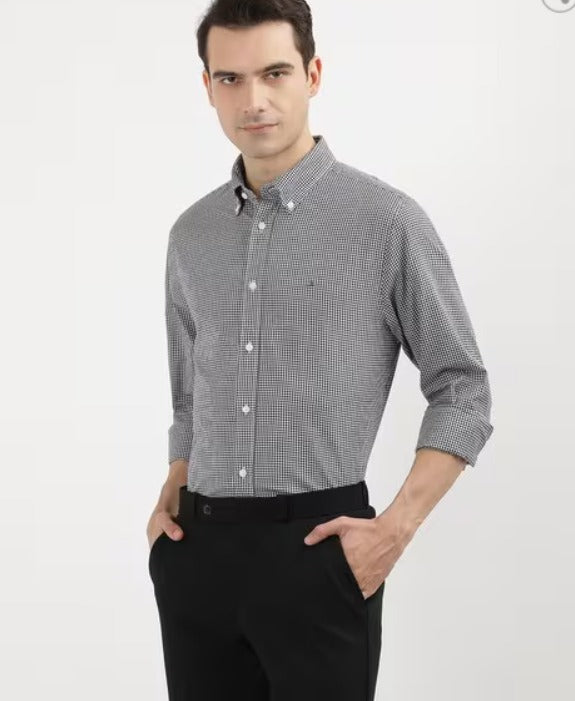 TOMMY HILFIGER Men's Black Checked Regular Fit Shirt