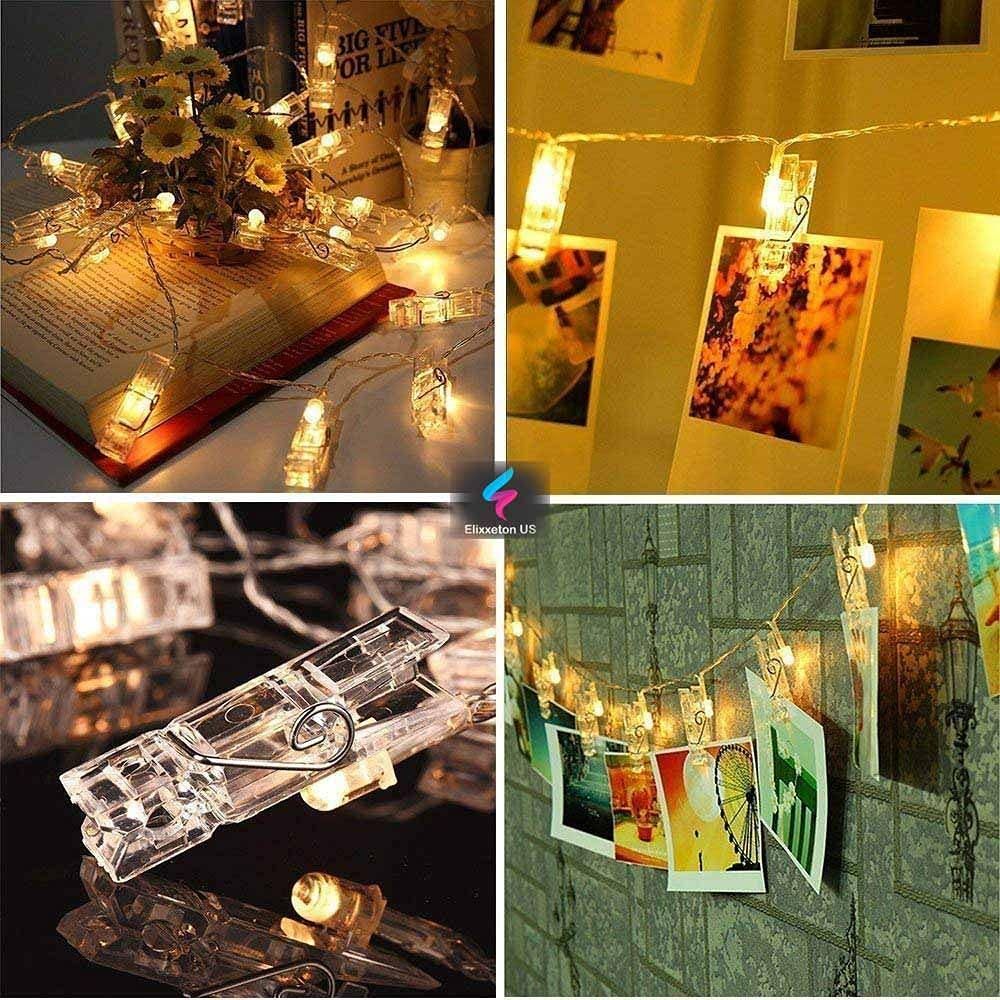 Home 16 LED Photo Clip String Lights for Hanging Photos Cards