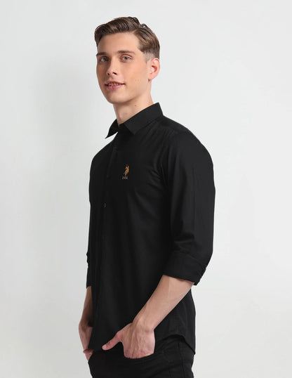 U.S Polo ASSN. Black Twill Cotton Shirt