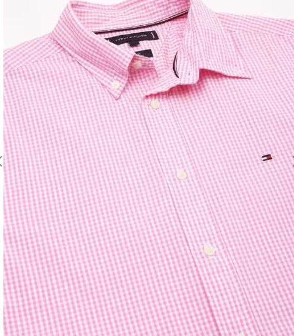 TOMMY HILFIGER Men's Pink Checked Regular Fit Shirt