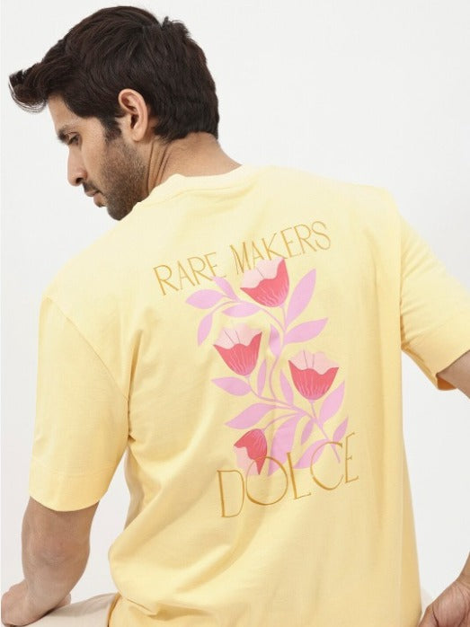 RARE RABBIT Men Beck Typography Printed Oversized T-Shirt