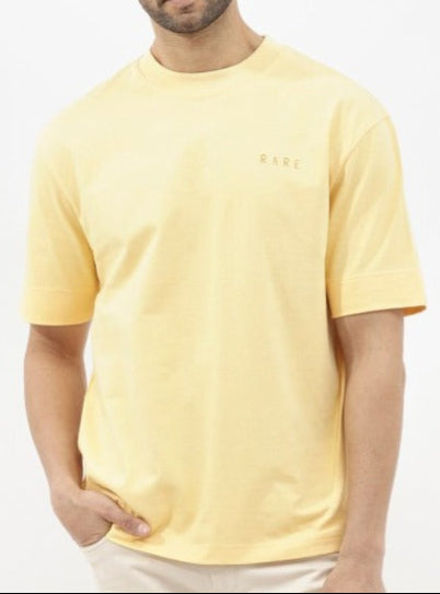 RARE RABBIT Men Beck Typography Printed Oversized T-Shirt