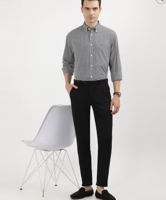 TOMMY HILFIGER Men's Black Checked Regular Fit Shirt