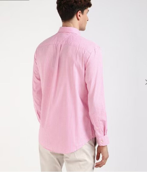 TOMMY HILFIGER Men's Pink Checked Regular Fit Shirt