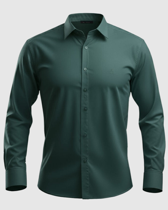 Arrow Men's Solid Full Sleeve Slim Fit Cutaway Collar Cotton Formal Shirt (GREEN)
