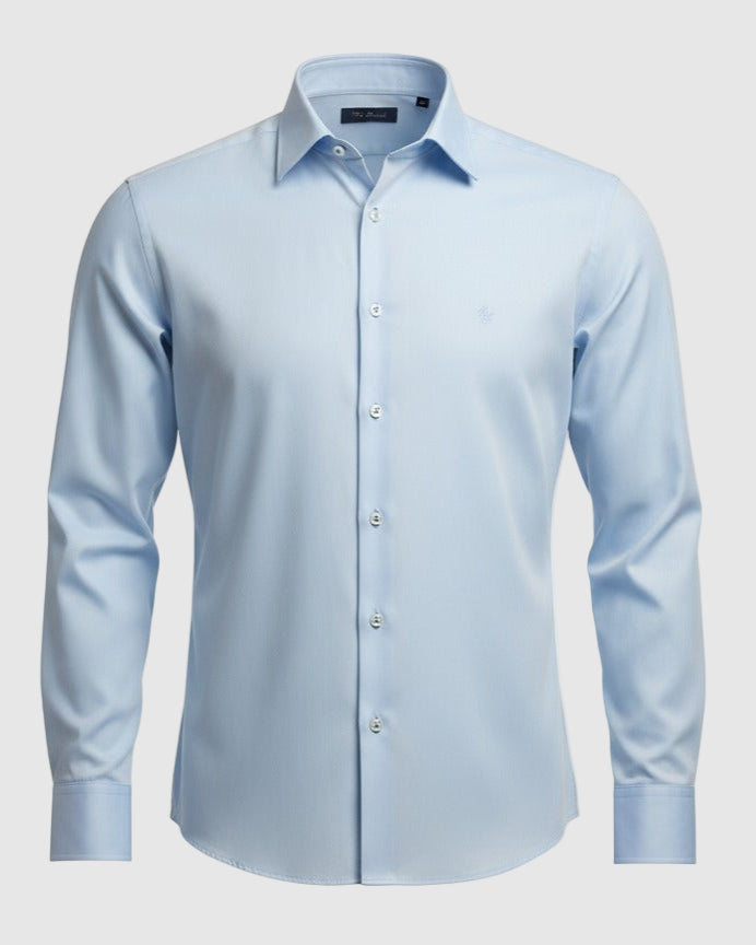 Arrow Men's Solid Full Sleeve Slim Fit Cutaway Collar Cotton Formal Shirt (BLUE)