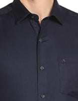 Arrow Men's Solid Full Sleeve Slim Fit Cutaway Collar Cotton Formal Shirt (BLACK)