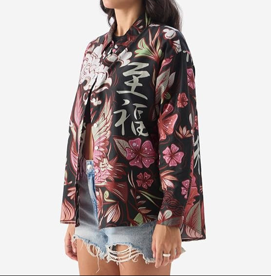 The Souled Store Konnichiwa Women and Girls Long Sleeve Button Down Cotton Boyfriend Fit Shirts