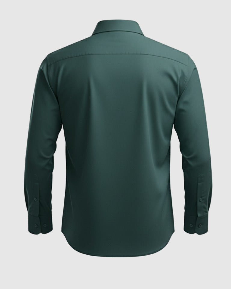 Arrow Men's Solid Full Sleeve Slim Fit Cutaway Collar Cotton Formal Shirt (GREEN)