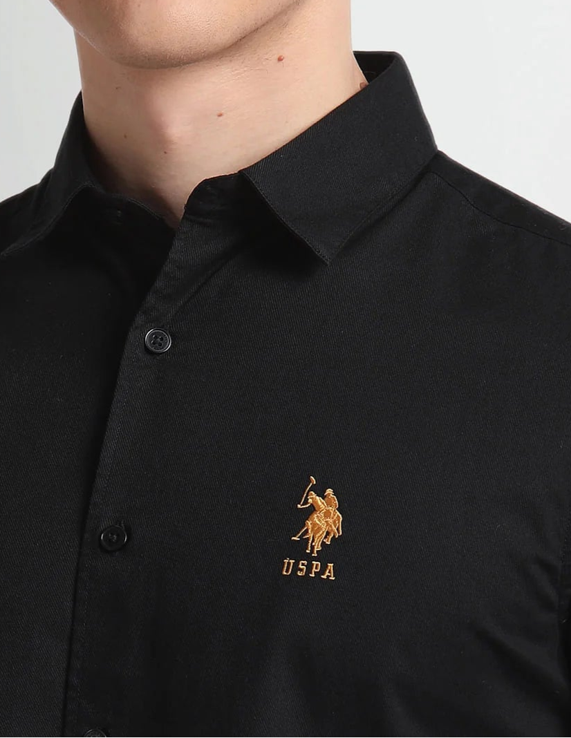 U.S Polo ASSN. Black Twill Cotton Shirt