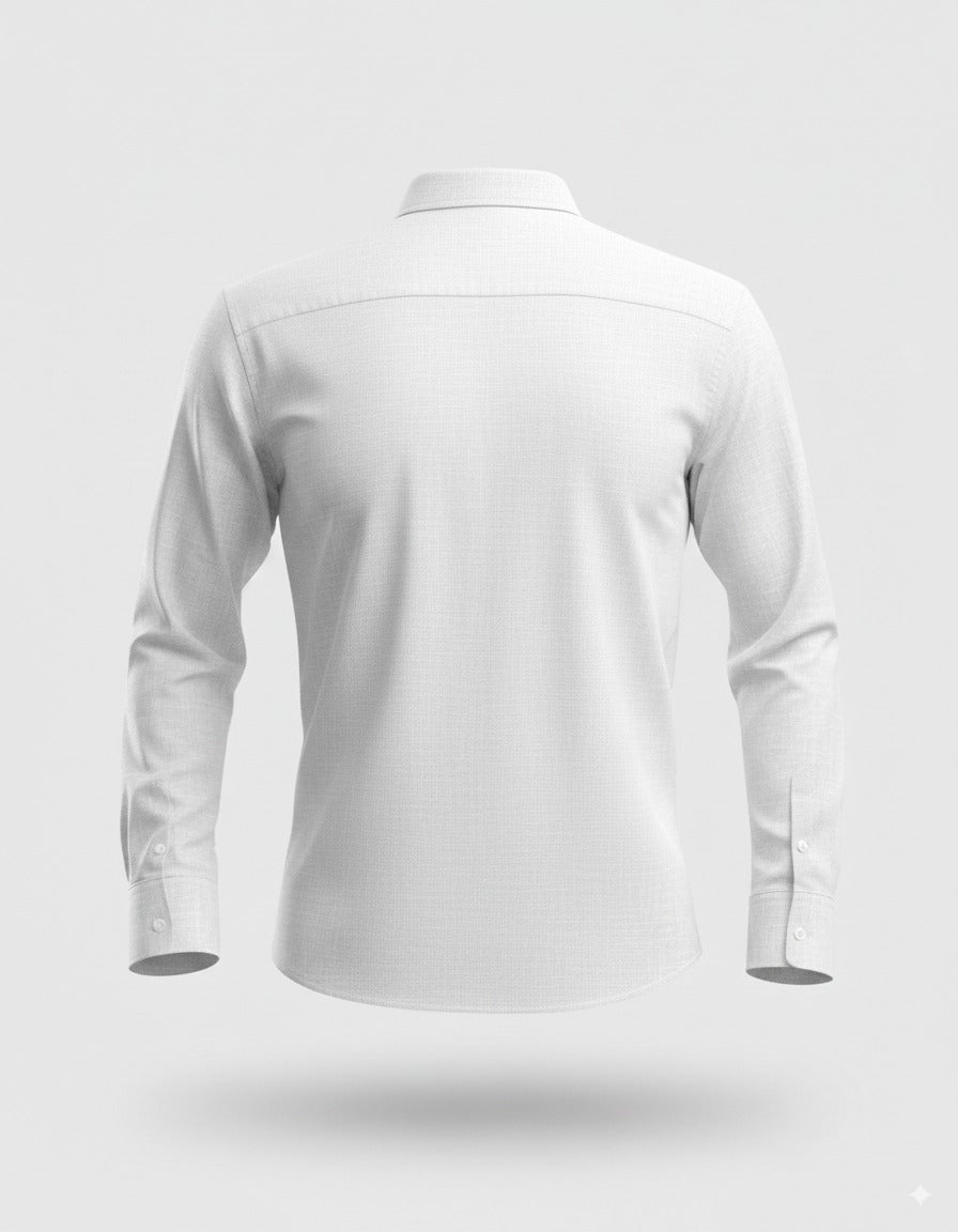 Linen Club Men's Pure Linen White Solid Contemporary Fit Full Sleeve Casual Shirt