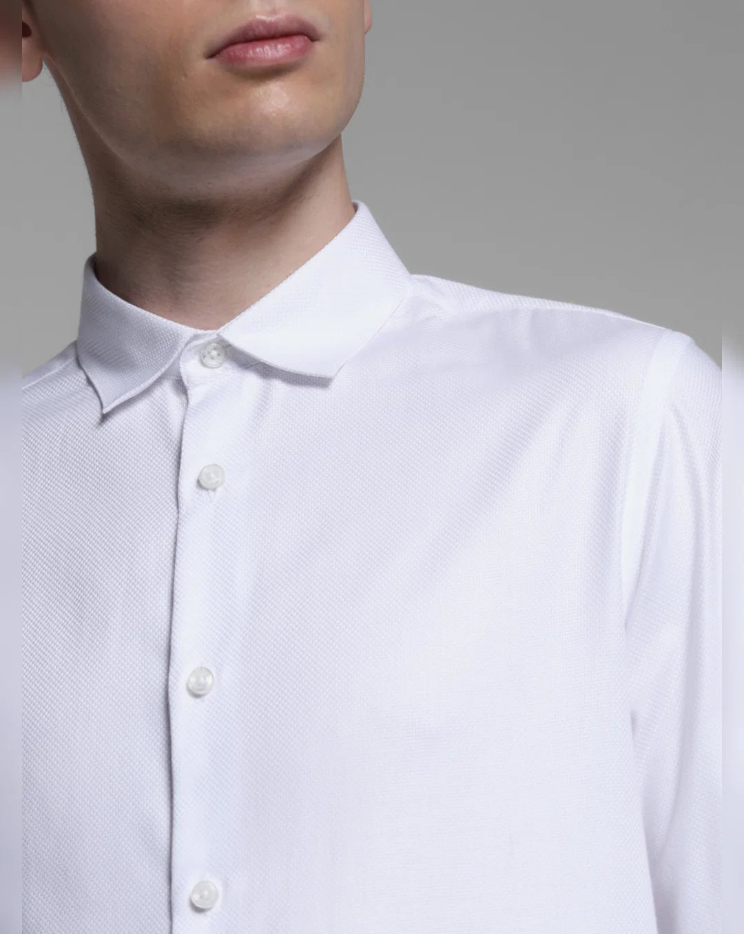 Jack&Jones WHITE DOBBY FULL SLEEVES SHIRT