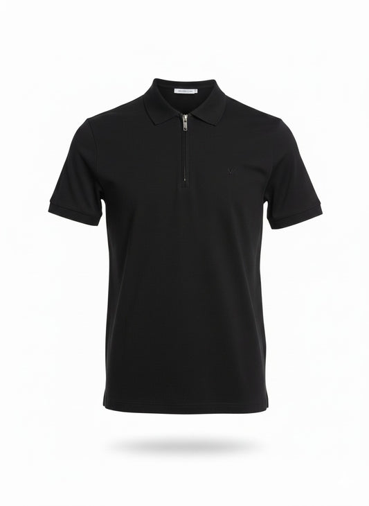 Michael Kors Mens Cotton Blend Piqué Zip-Up Polo Shirt