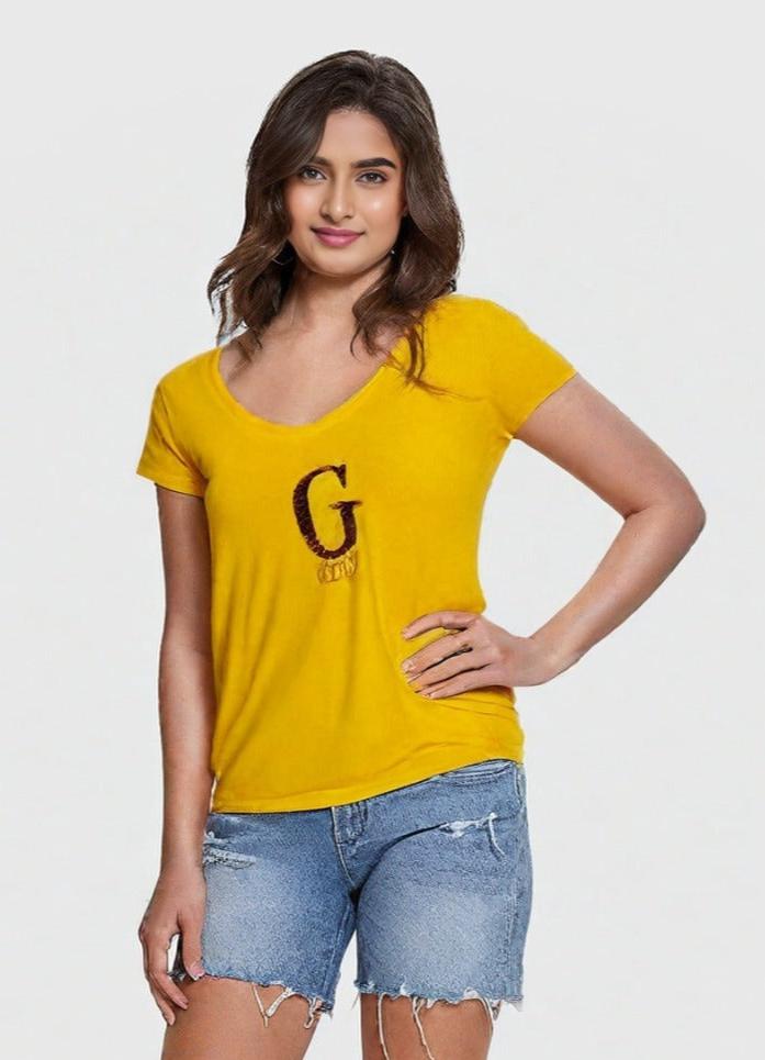 GUESS WOMEN'S V NECK T-SHIRT