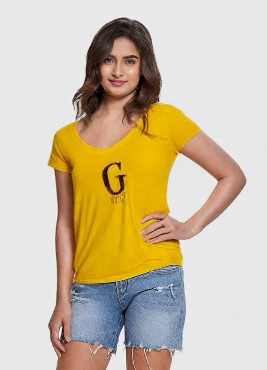 GUESS WOMEN'S V NECK T-SHIRT