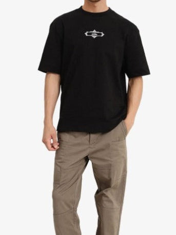 RARE RABBIT Men Graphic Printed Drop-Shoulder Sleeves Oversized T-shirt