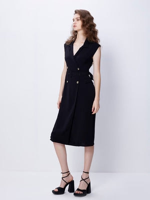 COVER STORY Black Tuxedo Midi Dress