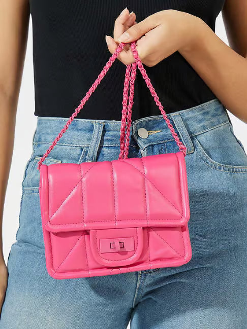 Styli Pink Quilted Sling Handbag
