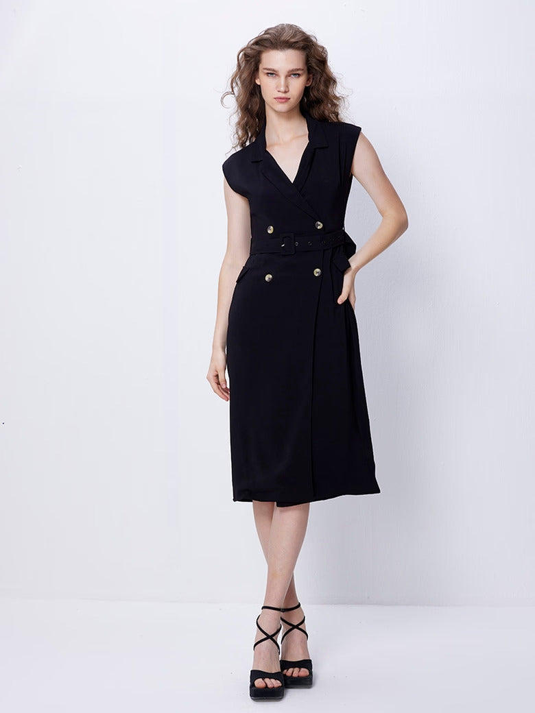 COVER STORY Black Tuxedo Midi Dress