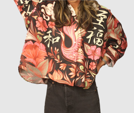 The Souled Store Konnichiwa Women and Girls Long Sleeve Button Down Cotton Boyfriend Fit Shirts