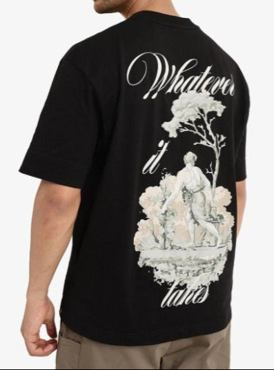 RARE RABBIT Men Graphic Printed Drop-Shoulder Sleeves Oversized T-shirt