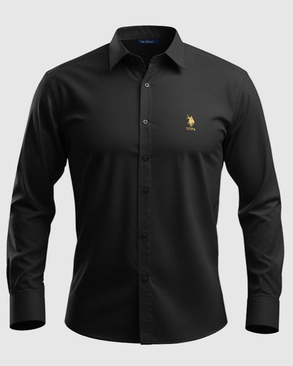 U.S Polo ASSN. Black Twill Cotton Shirt