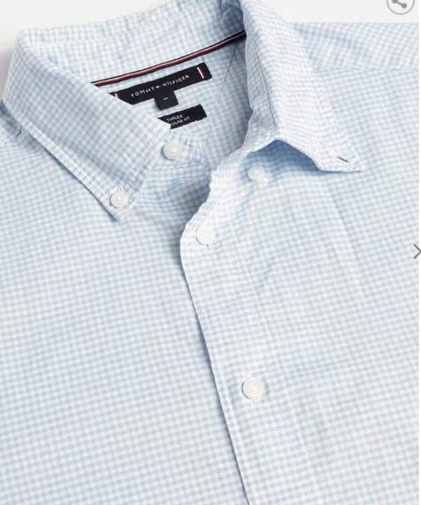 TOMMY HILFIGER Men's Blue Checked Regular Fit Shirt