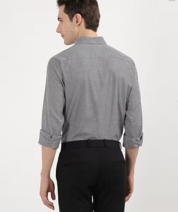TOMMY HILFIGER Men's Black Checked Regular Fit Shirt