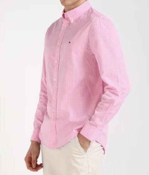 TOMMY HILFIGER Men's Pink Checked Regular Fit Shirt
