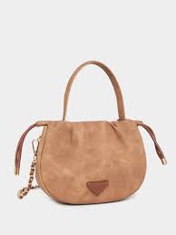 Styli Brown Textured Handbag