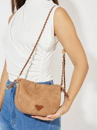 Styli Brown Textured Handbag