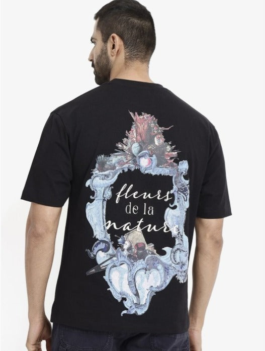 RARE RABBIT Men Graphic Printed Round Neck Cotton Oversized T-Shirt