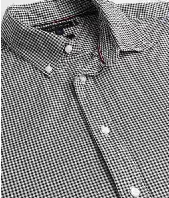 TOMMY HILFIGER Men's Black Checked Regular Fit Shirt