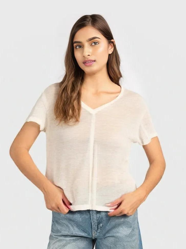 MANGO WOMEN'S V NECK T-SHIRT