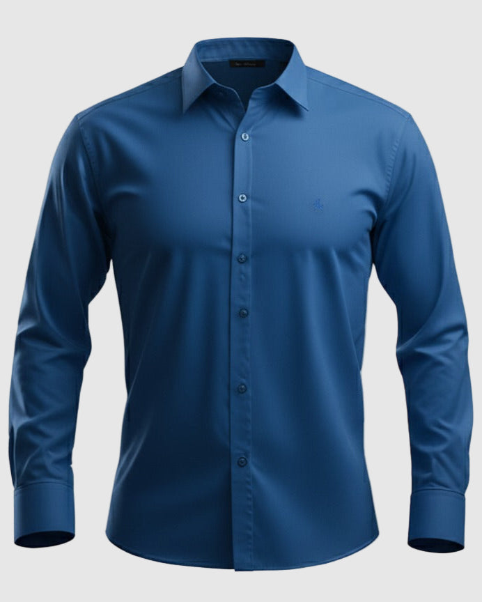 Arrow Men's Solid Full Sleeve Slim Fit Cutaway Collar Cotton Formal Shirt (ROYAL BLUE)