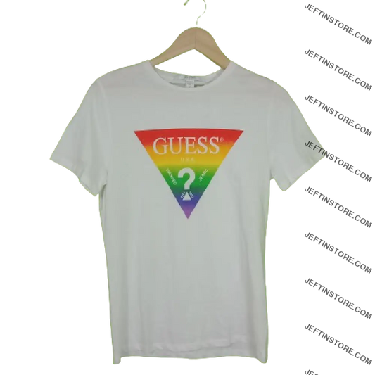 Guess Mens Short Sleeve College Logo Tee T-Shirt